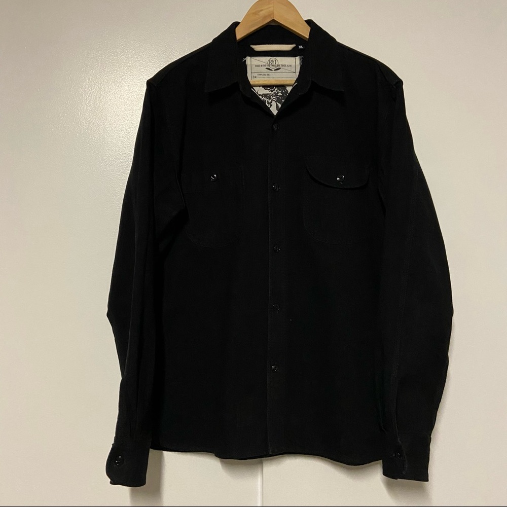 Rogue territory Work 11oz Stealth Japanese black selvedge denim Shirt Size XL